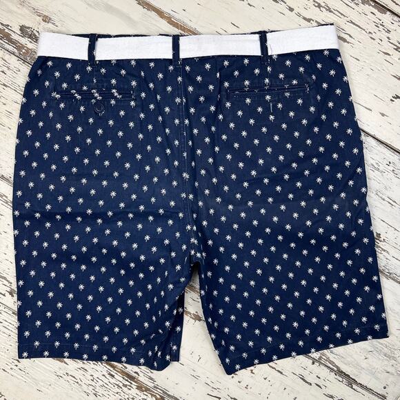 ISLANDIA shorts men’s 42 flat front palm tree prints with belt inseam 10” - Picture 2 of 5